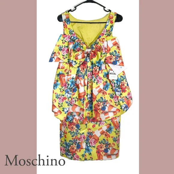 NEW! MOSCHINO COUTURE Rare 'Runway' Flower & Cone Dress, Sz 40 Italian (US 4) - Picture 3 of 11